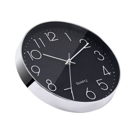RELOJ DE PARED PLATEADO ESFERA GRIS CON RELIEVE
