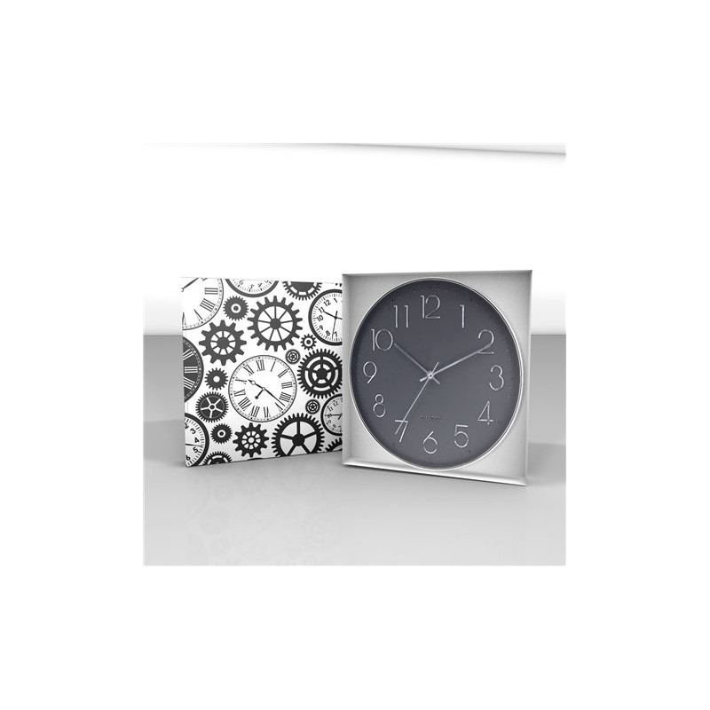 RELOJ DE PARED PLATEADO ESFERA GRIS...