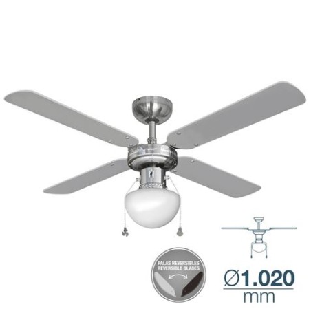 VENTILADOR DE TECHO 50W MODELO CARIBE CROMADO