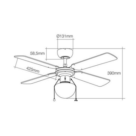 VENTILADOR DE TECHO 50W MODELO CARIBE CROMADO