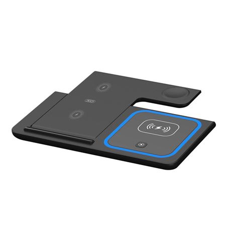 ESTACION DE CARGA TRIPLE INALAMBRICA WX023 15W NEGRA XO - XOWX023BK-2