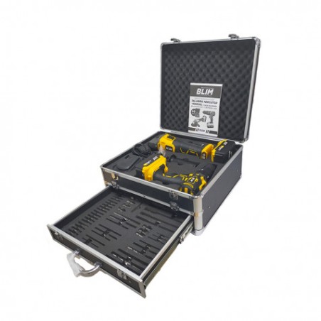 PACK 20V TALADRO PERCUTOR+RADIAL S/CARBONES | 2 X 4AH | CAJA ALUMINIO BLIM