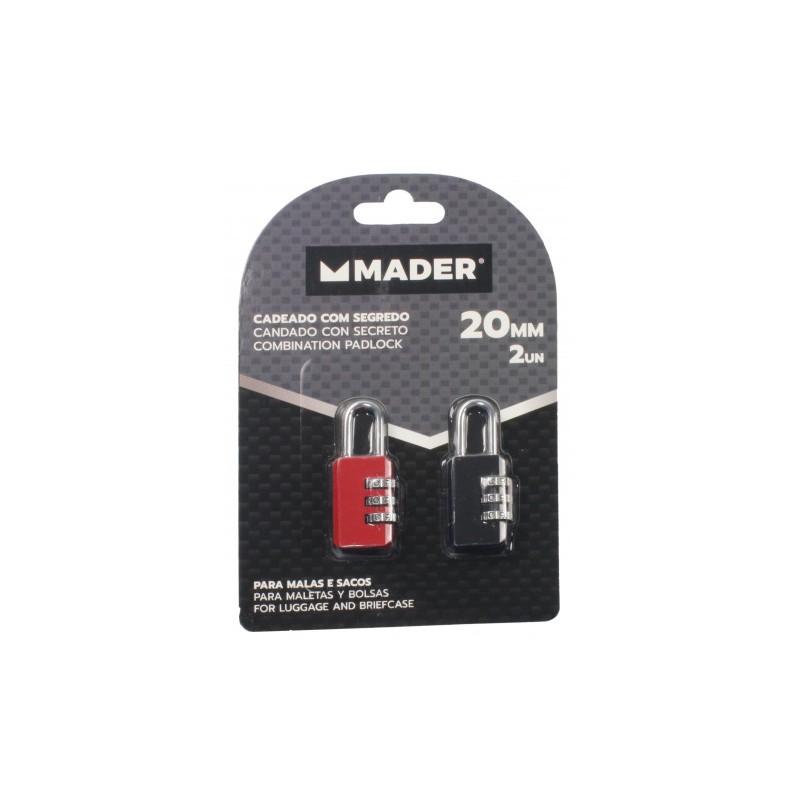 PACK 2 CANDADOS 20MM. CON COMBINACION...