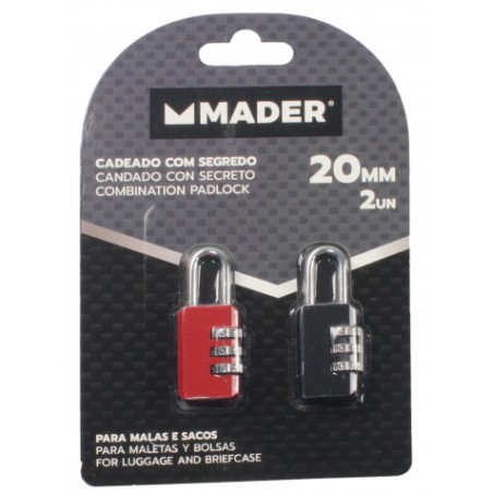PACK 2 CANDADOS 20MM. CON COMBINACION MADER