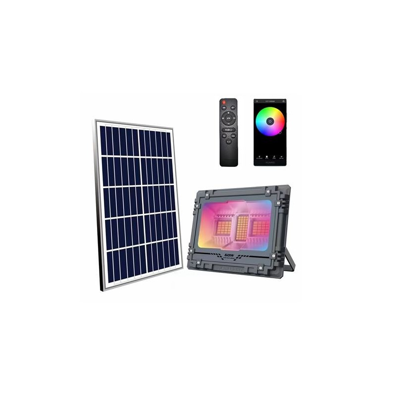 FOCO LED SOLAR 60W 515LM RGB +...