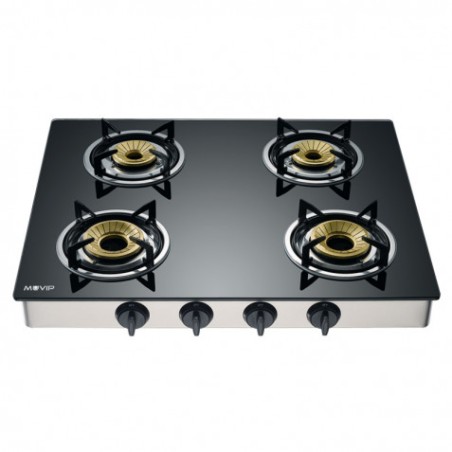 COCINA GAS INOX 4 FUEGOS CRISTAL TEMPLADO MUVIP