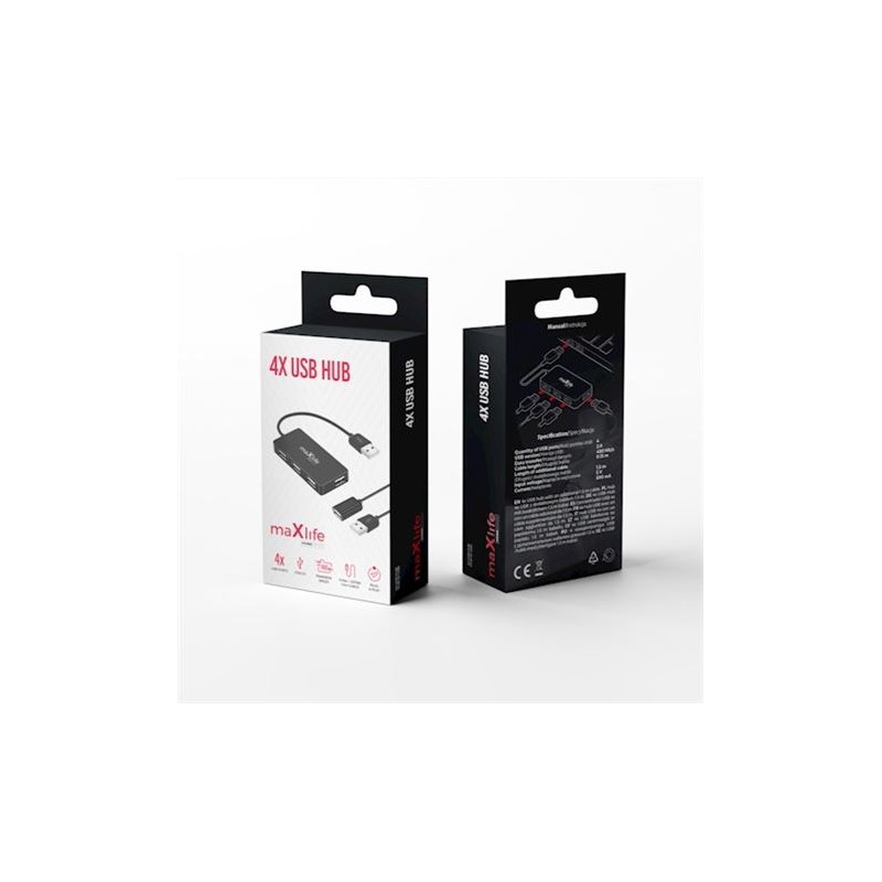 HUB USB 2.0 4 PUERTOS 1.5M MAXLIFE