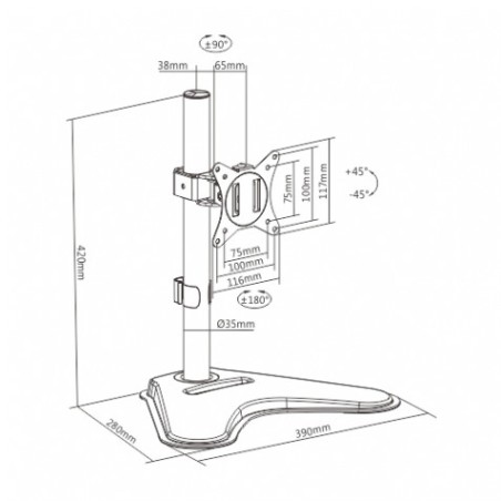 SOPORTE DE MESA CON BASE PARA 1 MONITOR 17"-32" CROMAD