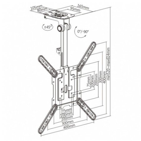 SOPORTE TECHO BASCULANTE TV 23" - 55" CROMAD
