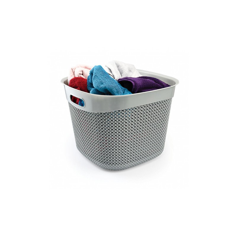 CESTA RESINA CUADRADA CON ASAS 36L GRIS