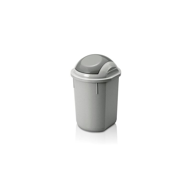 PAPELERA REDONDA GRIS CON TAPA 40L