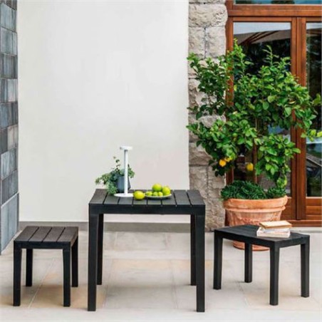 CONJUNTO DE JARDIN MESA + 2 BANQUETAS PAPAU ANTRACITA
