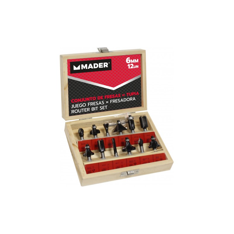 JUEGO 12 PCS FRESAS 6MM PARA MADERA MADER