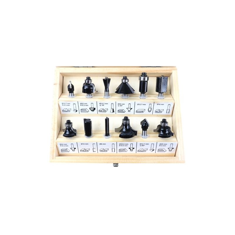 JUEGO 12 PCS FRESAS 8MM PARA MADERA...