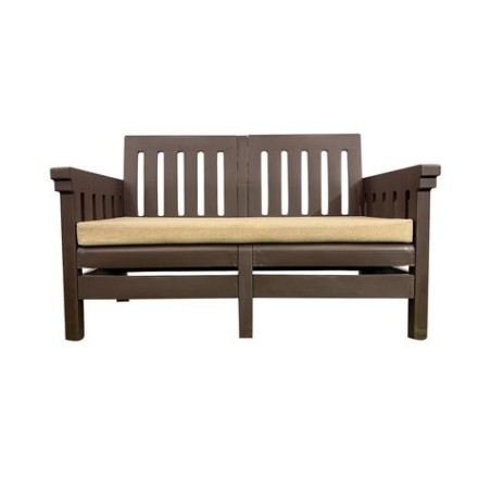 CONJUNTO DE JARDIN PALMA MARRON MESA + SOFÁ + 2 SILLAS RATAN