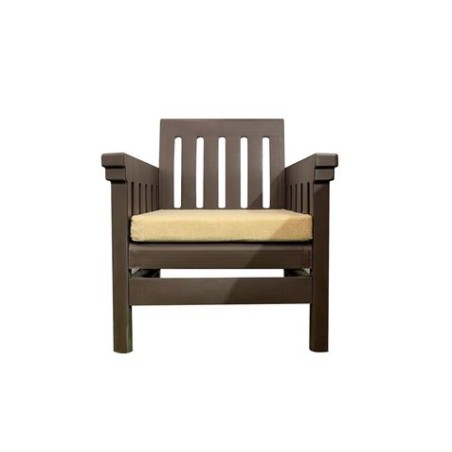 CONJUNTO DE JARDIN PALMA MARRON MESA + SOFÁ + 2 SILLAS RATAN