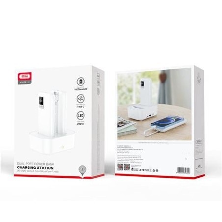 PACK BASE CARGA + 2 X POWERBANK PR151 10000MAH | USB + TIPO C | LCD XO