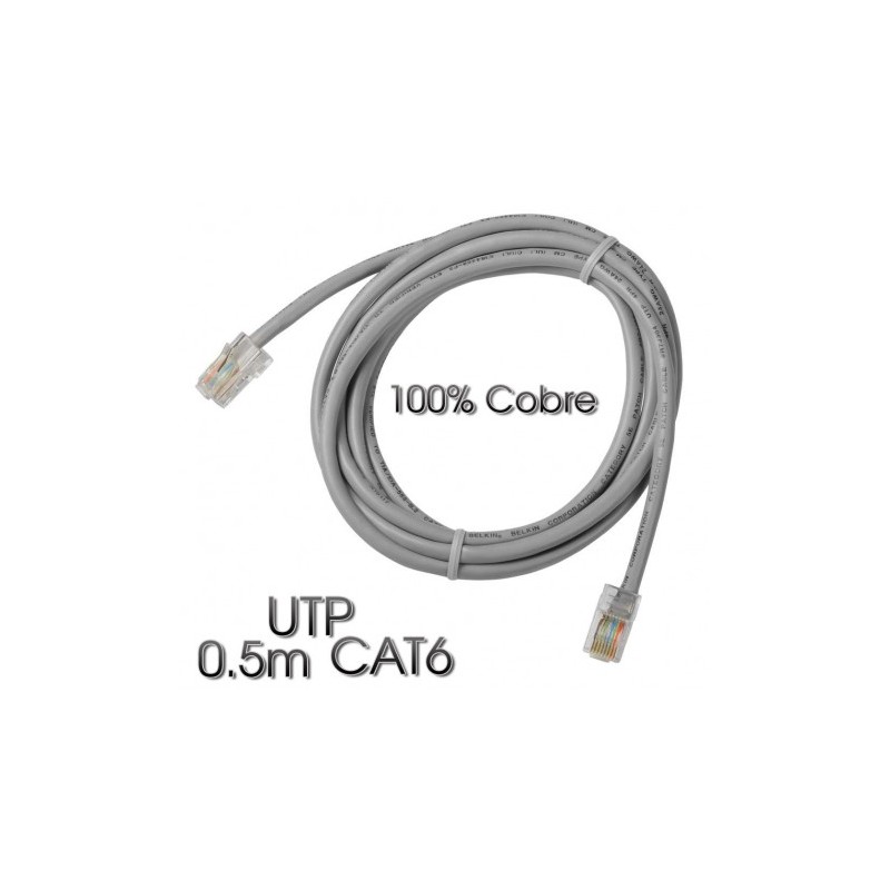 CABLE DE RED UTP CAT 6 0.5M GRIS...