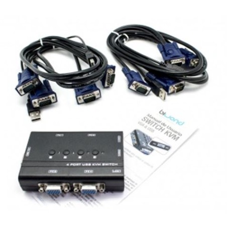 CONMUTADOR KVM4 USB/VGA SWITCH 4 PUERTOS + CABLES BIWOND
