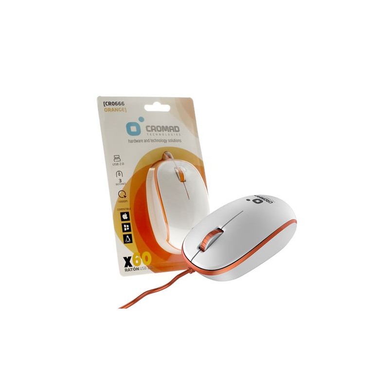 RATÓN X60 USB BLANCO/NARANJA CROMAD