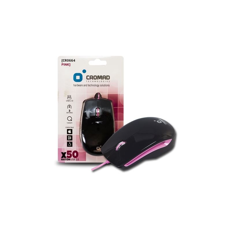 RATÓN X50 USB NEGRO/ROSA CROMAD