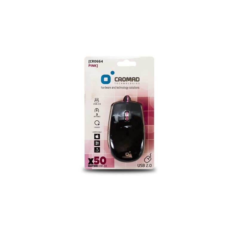 RATÓN X50 USB NEGRO/ROSA CROMAD