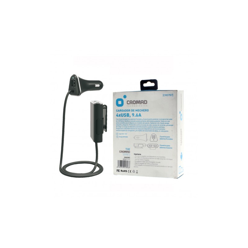 CARGADOR DE MECHERO 9.6A 4 X USB...