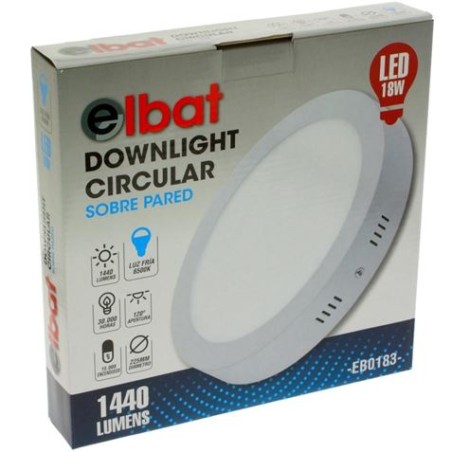 DOWNLIGHT CIRCULAR SOBRE PARED LED 18W LUZ FRIA ELBAT