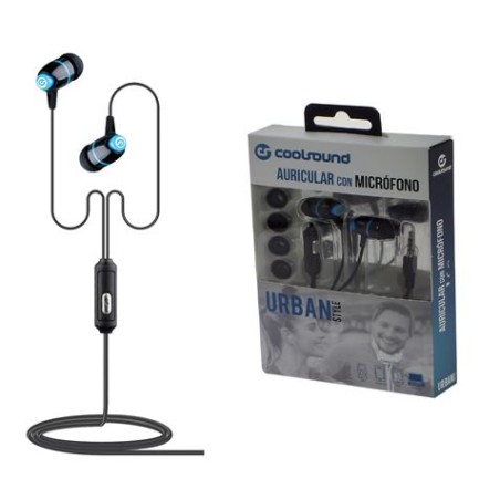 AURICULAR + MICRÓFONO URBAN MIC AZUL COOLSOUND