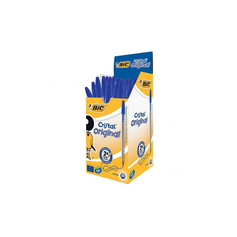 CAJA DE 50 UNIDADES BOLIGRAFO TINTA ACEITE PUNTA 1.0 MM AZUL BIC CRISTAL