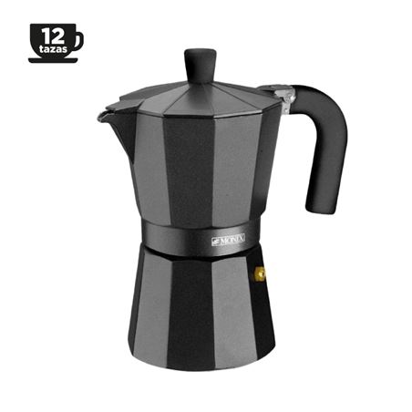 CAFETERA ALUMINIO 12 TAZAS VITRO NOIR NEGRO MONIX - M640012