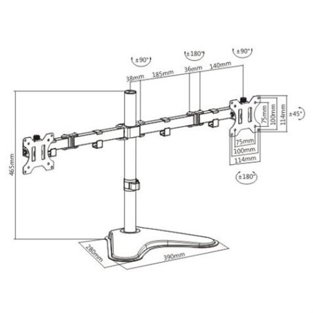 SOPORTE DE MESA CON BASE PARA 2 MONITORES 13"-32" CROMAD