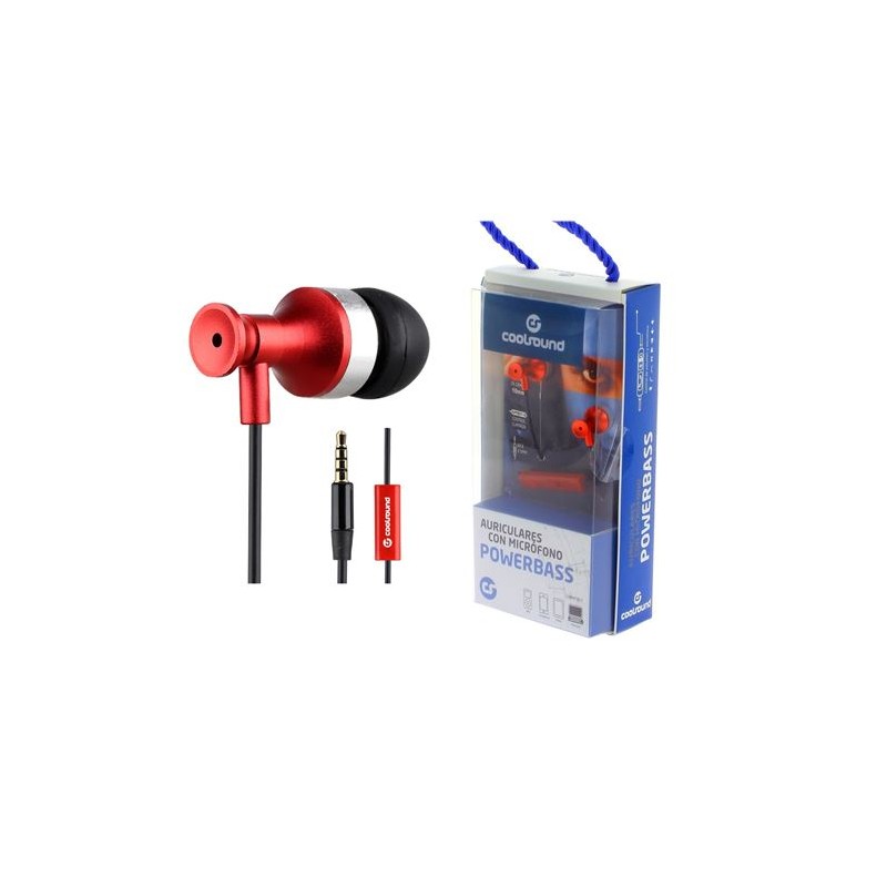 AURICULAR + MICROFONO POWERBASS ROJO...