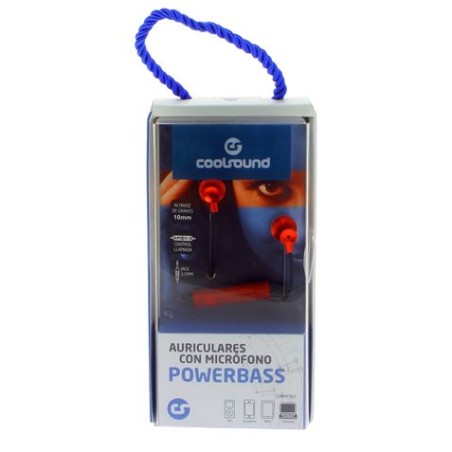 AURICULAR + MICROFONO POWERBASS ROJO COOLSOUND