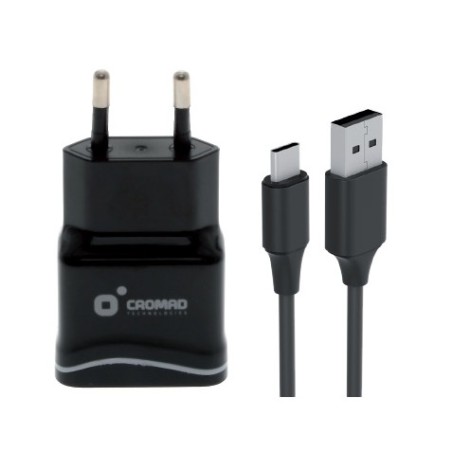 PACK CARGADOR CORRIENTE 2.1A + CABLE TIPO C 2.0 CROMAD