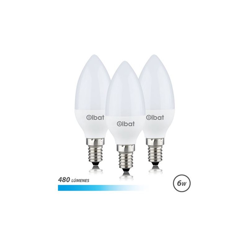PACK 3 BOMBILLAS LED C37 | 6W | 480LM...
