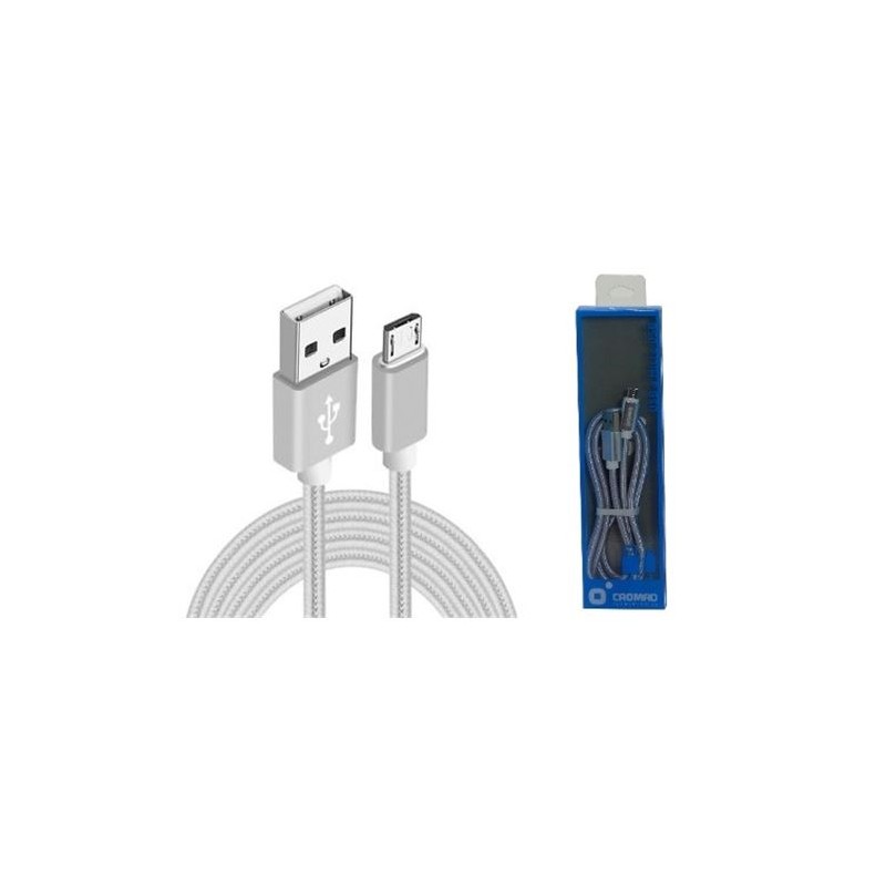 CABLE USB A MICRO USB METAL PLATA CROMAD