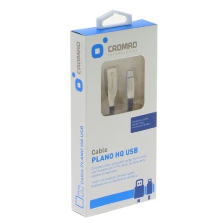 CABLE PLANO HQ USB A MICRO USB 1 METRO 2A CROMAD