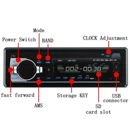 RADIO FM MP3 BLUETOOTH USB 60W COCHE