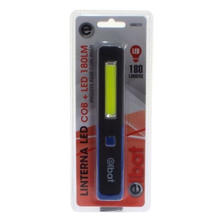 LINTERNA LED COB + LED 180LM BASE CON IMÁN ELBAT