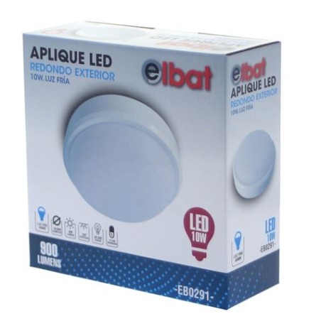 APLIQUE LED REDONDO EXTERIOR 10W LUZ FRIA ELBAT