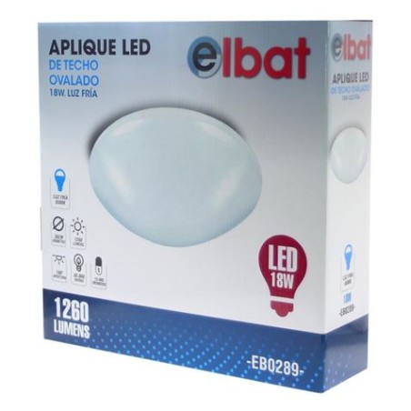 APLIQUE LED TECHO OVALADO 18W LUZ FRIA ELBAT