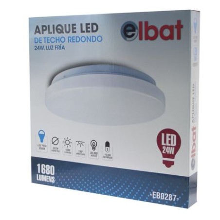 APLIQUE LED TECHO REDONDO 24W LUZ FRIA ELBAT