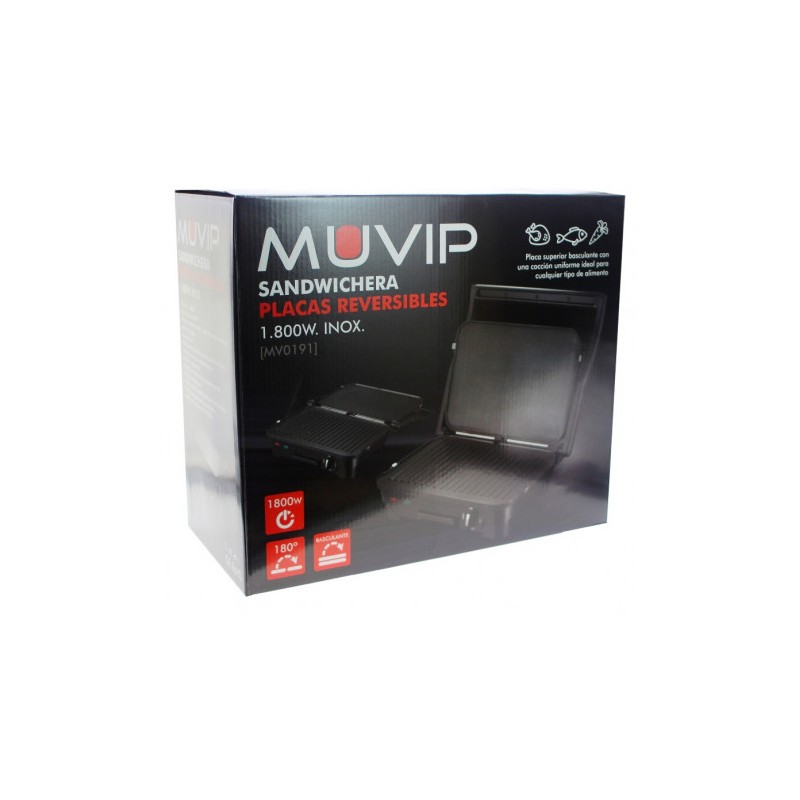 SANDWICHERA INOX 1800W 180º PLACAS...