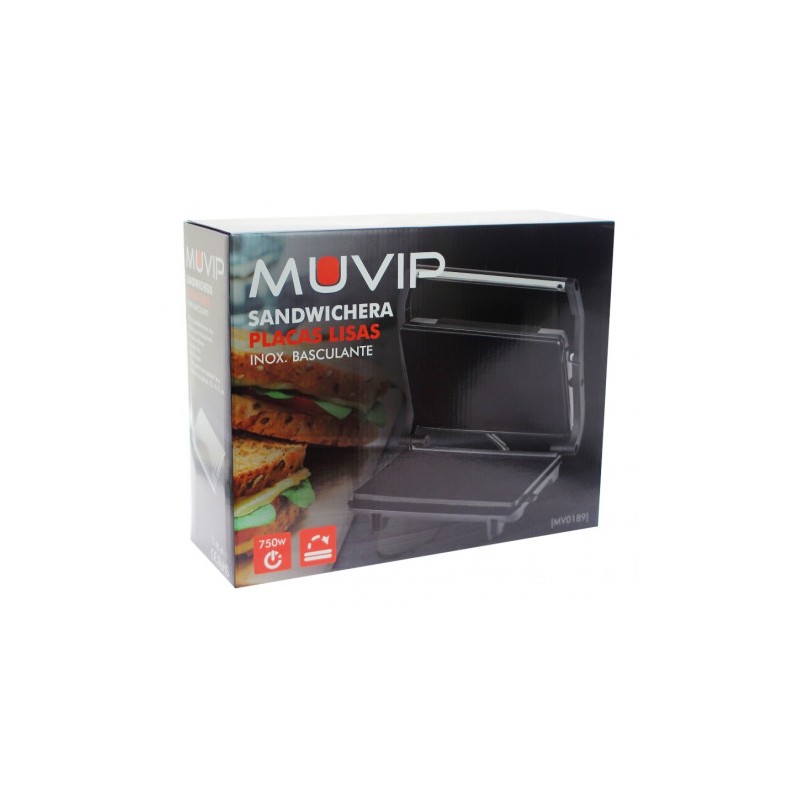 SANDWICHERA INOX PLACA LISA 750W MUVIP