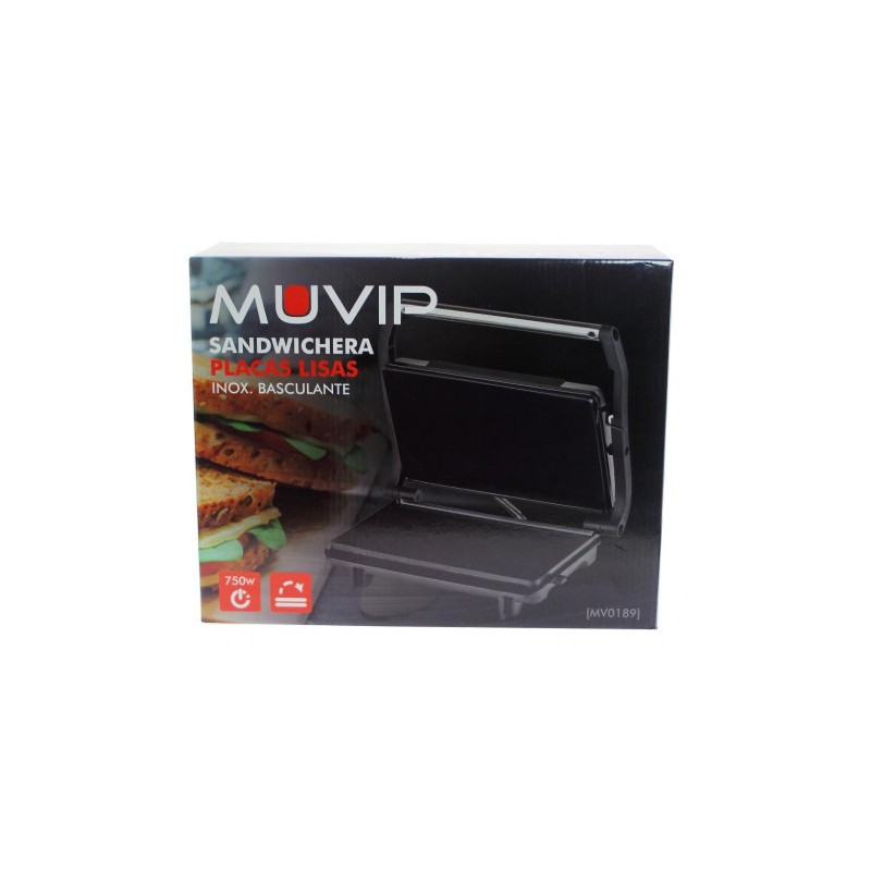 SANDWICHERA INOX PLACA LISA 750W MUVIP