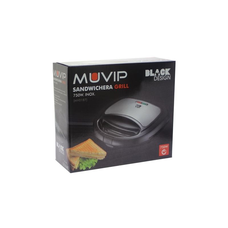 SANDWICHERA INOX GRILL 750W NEGRA MUVIP