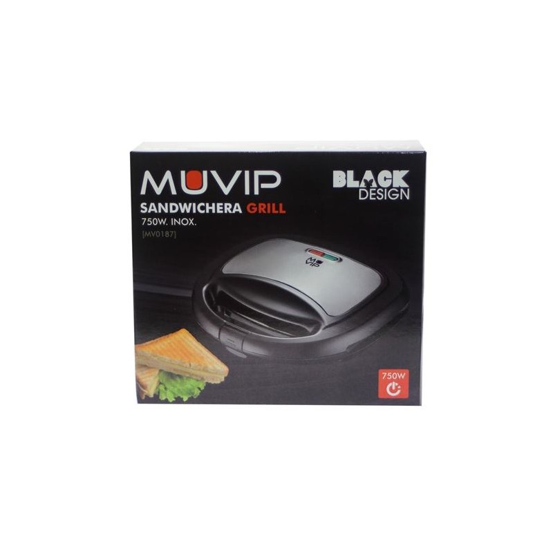 SANDWICHERA INOX GRILL 750W NEGRA MUVIP