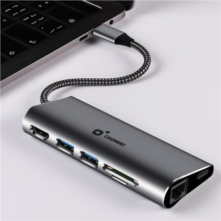 ADAPTADOR TIPO C - HDMI, RJ45, USB 3.0, SD Y TIPO C CROMAD