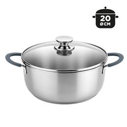 CACEROLA CON TAPA DE CRISTAL 20CM 2.5 LITROS GREY MONIX - M440353